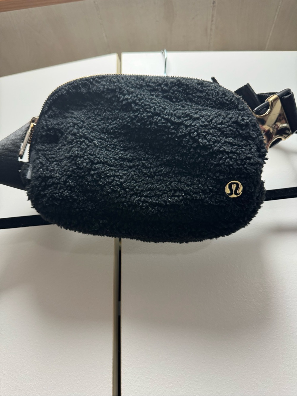 lululemon athletica Black Teddy Fleece Crossbody Belt Bag